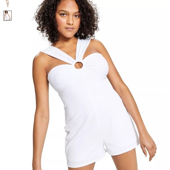 New  Bar lll White Short Romper Sz M - Picture 1 of 6